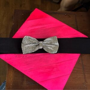 Black Belt with Silver Rhinestone Bow